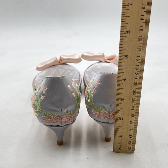 XYD Flower Pink-bow D'Orsay Kitten Heel Bridal Bowknot Pumps Pointed Toe Shoes - Picture 5 of 8